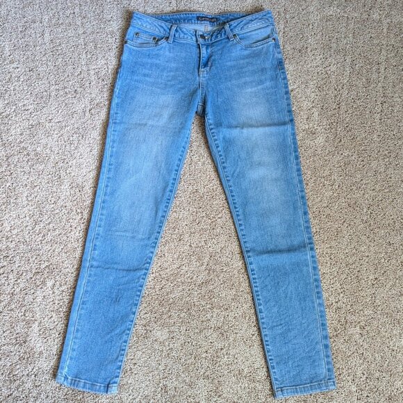 Garnet Hill Jeans Womens Sz 28P Blue Skinny Mid Rise Light Wash Stretch Casual - Picture 1 of 8